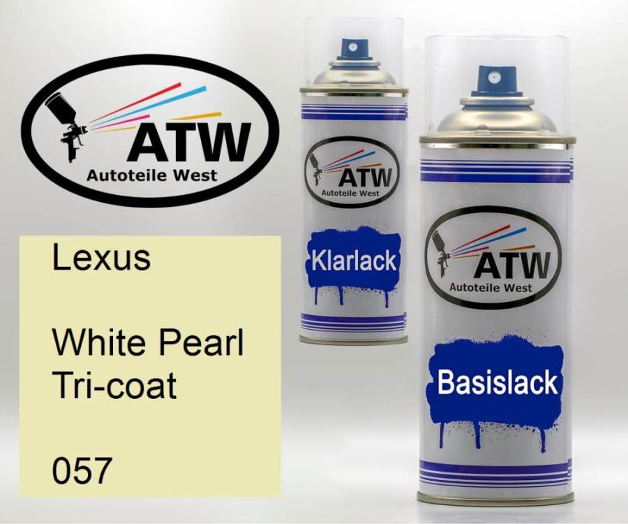 Lexus, White Pearl Tricoat, 057: 400ml Sprühdose + 400ml Klarlack - Set, von ATW Autoteile West.
